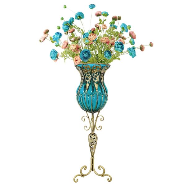 SOGA 85cm Blue Glass Tall Floor Vase and 12pcs Blue Artificial Fake Flower Set, Home & Living, Home Decor, Vases, , ,  - AU DEPOT 1