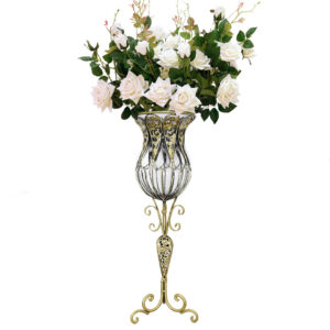 SOGA 85cm Clear Glass Tall Floor Vase with 12pcs White Artificial Fake Flower Set, Home & Living, Home Decor, Vases, , ,  - AU DEPOT 1