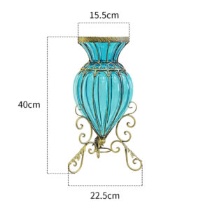 SOGA Blue Colored Glass Floor Flower Vase with 8 Bunch 3 Heads Artificial Fake Silk Hibiscus Home Decor Set, Home & Living, Home Decor, Vases, , ,  - AU DEPOT 2