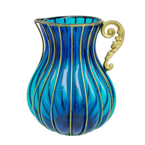 SOGA Blue European Colored Glass Home Decor Jar Flower Vase with Metal Handle HO VaseYG8043Blue AU DEPOT - AU DEPOT