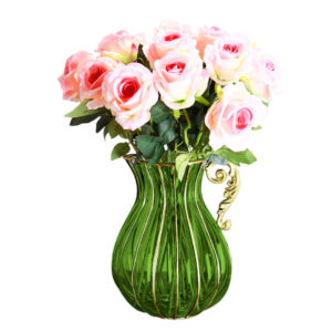 SOGA Green European Colored Glass Home Decor Jar Flower Vase with Metal Handle, Home & Living, Home Decor, Vases, , ,  - AU DEPOT 2