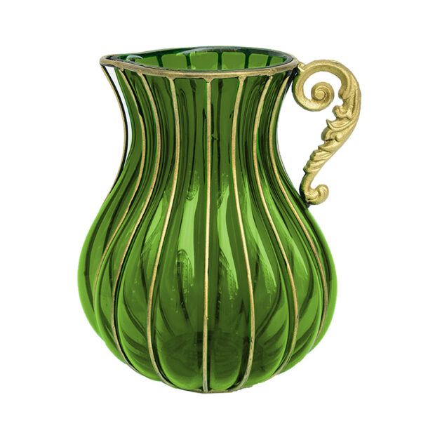 SOGA Green European Colored Glass Home Decor Jar Flower Vase with Metal Handle, Home & Living, Home Decor, Vases, , ,  - AU DEPOT 1