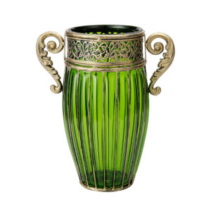 SOGA Green European Colored Glass Home Decor Jar Flower Vase with Two Metal Handle, Home & Living, Home Decor, Vases, , ,  - AU DEPOT 1