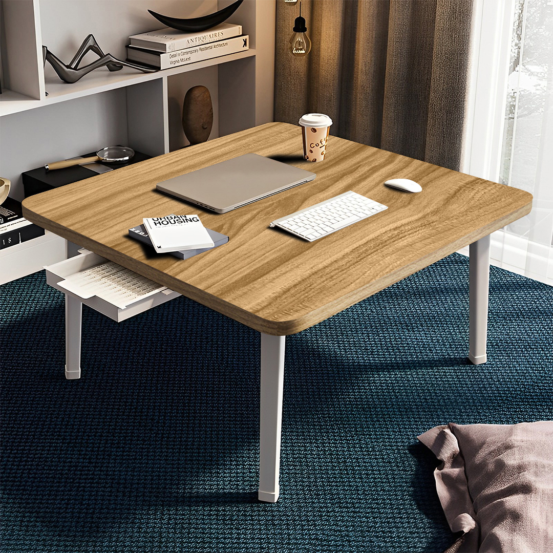 SOGA Wood-Colored Portable Floor Table Small Square Space-Saving Mini Desk Home Decor, Desks & Computer Tables, , , , ,  - AU DEPOT 2