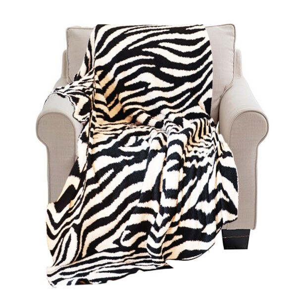 SOGA 130x170cm Throw Blanket Black and White Soft Zebra Print Half Fleece Casual Stylish Cozy, Home, Bed Linen, Throws And Blankets, Blankets, ,  - AU DEPOT 1