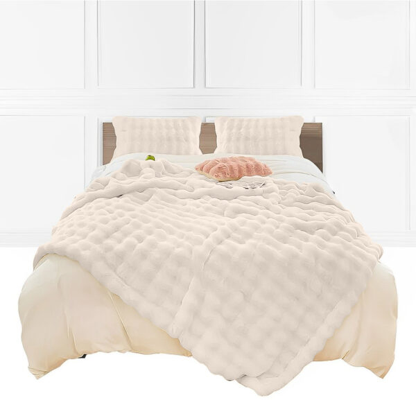 SOGA 150x200cm Throw Blanket White Double Layer Rabbit Fur Cozy Comfort with Stylish Decor, Home, Bed Linen, Throws And Blankets, Blankets, ,  - AU DEPOT 1