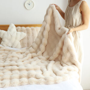 SOGA 160X200cm Throw Blanket Light Camel Color Double Layer Rabbit Fur Cozy Comfort with Stylish Decor, Home, Bed Linen, Throws And Blankets, Blankets, ,  - AU DEPOT 2