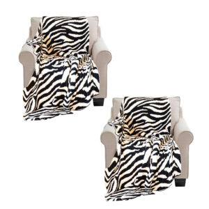 SOGA 2X 130x170cm Throw Blanket Black and White Soft Zebra Print Half Fleece Casual Stylish Cozy, Home, Bed Linen, Throws And Blankets, Blankets, ,  - AU DEPOT 1