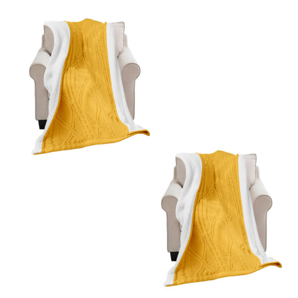 SOGA 2X 200X230cm Throw Blanket Yellow and White Chenille Fleece Knitted Fabric on One Side Soft Suede, Home, Bed Linen, Throws And Blankets, Blankets, ,  - AU DEPOT 1