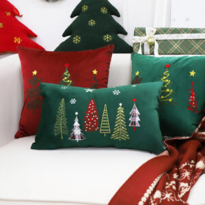 SOGA 2X 30cm Throw Pillow Green Christmas Forest Embroidered Lumbar for Festive Holiday Cushion Home Decor, Furniture, Living Room Furniture, Occasional Chairs, , ,  - AU DEPOT 4