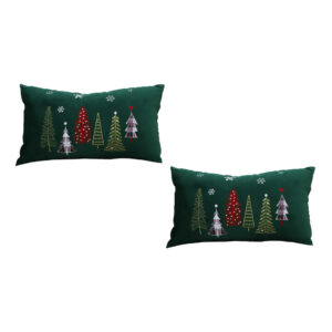 SOGA 2X 30cm Throw Pillow Green Christmas Forest Embroidered Lumbar for Festive Holiday Cushion Home Decor, Furniture, Living Room Furniture, Occasional Chairs, , ,  - AU DEPOT 1