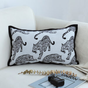 SOGA 2X 30cm Throw Pillow White & Black Leopard Light Luxury Lumbar Decorative Cushion for Living Room, Furniture, Living Room Furniture, Occasional Chairs, , ,  - AU DEPOT 2