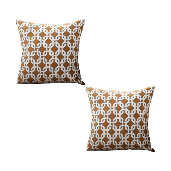 SOGA 2X 45cm Brown Checkered Chain Jacquard Square Pillow Decorative Cushion for Living Room, Furniture, Living Room Furniture, Occasional Chairs, , ,  - AU DEPOT 1