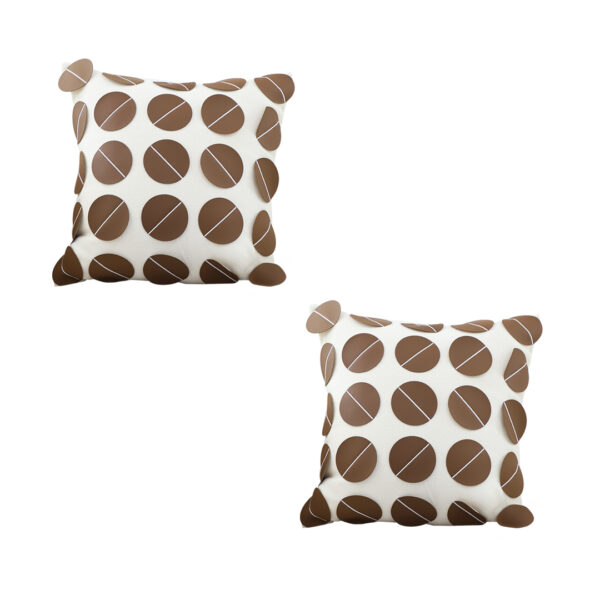 SOGA 2X 45cm Brown Leather Square Pillow with 3D Circle Pattern Decorative Cushion for Living Room, Furniture, Living Room Furniture, Occasional Chairs, , ,  - AU DEPOT 1