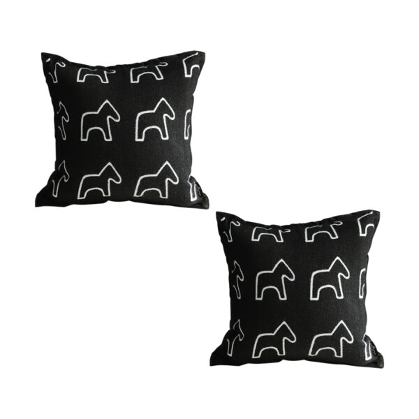 SOGA 2X 45cm Throw Pillow Black Teddy Fleece Square Pony Design Decorative Cushion for Living Room, Furniture, Living Room Furniture, Occasional Chairs, , ,  - AU DEPOT 1