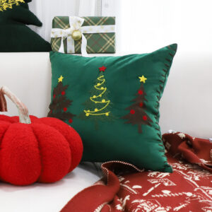 SOGA 2X 45cm Throw Pillow Green Three Embroidered Christmas Trees for Festive Holiday Square Cushion Home Decor, Furniture, Living Room Furniture, Occasional Chairs, , ,  - AU DEPOT 5