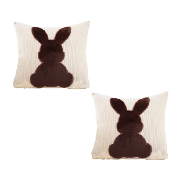 SOGA 2X 45cm Throw Pillow Light Tan Square Cushion with Soft Coffee Bunny Design Decorative Home Decor, Furniture, Living Room Furniture, Occasional Chairs, , ,  - AU DEPOT 1