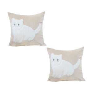 SOGA 2X 45cm Throw Pillow Light Tan Square Cushion with Soft White Cat Design Decorative Home Decor, Furniture, Living Room Furniture, Occasional Chairs, , ,  - AU DEPOT 1