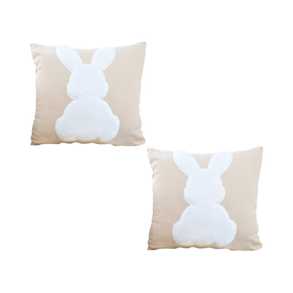 SOGA 2X 45cm Throw Pillow Light Tan Square Cushion with Soft White Rabbit Design Decorative Home Decor, Furniture, Living Room Furniture, Occasional Chairs, , ,  - AU DEPOT 1