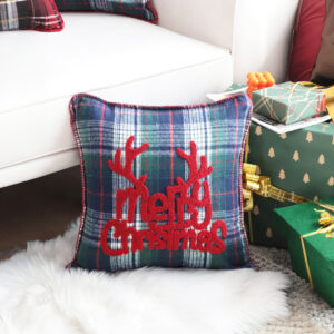 SOGA 2X 45cm Throw Pillow Multicolor Christmas Plaid with Antler Design for Festive Holiday Square Cushion Home Decor, Furniture, Living Room Furniture, Occasional Chairs, , ,  - AU DEPOT 3