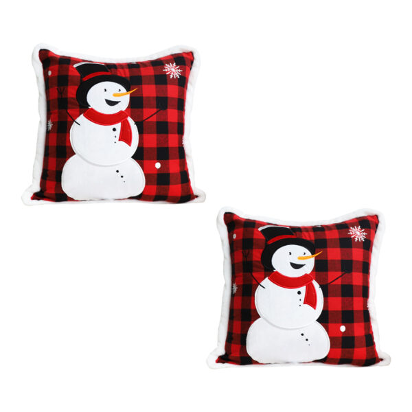 SOGA 2X 45cm Throw Pillow Red Christmas Snowman Square Cushion for Festive Holiday Winter Home Decor, Furniture, Living Room Furniture, Occasional Chairs, , ,  - AU DEPOT 1