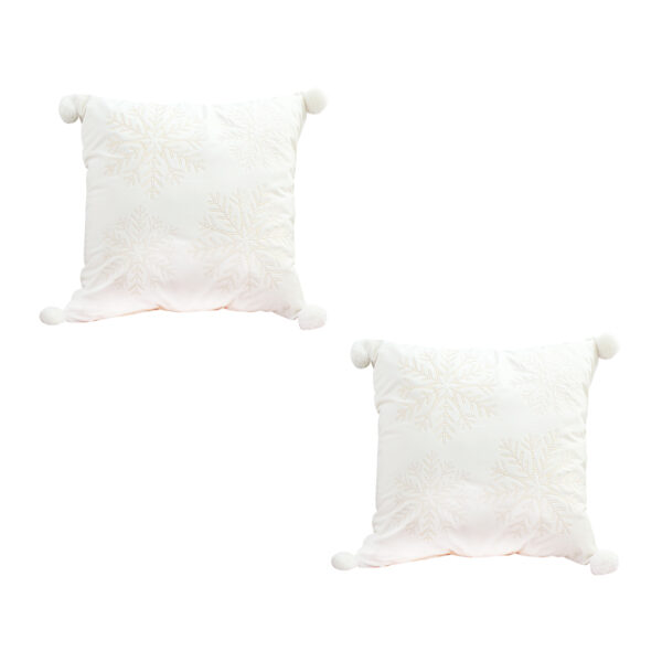 SOGA 2X 45cm Throw Pillow White Soft Plush Cushion Christmas Snowflake Ball Square For festive Holiday, Furniture, Living Room Furniture, Occasional Chairs, , ,  - AU DEPOT 1