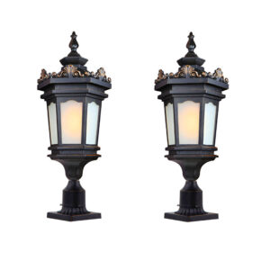 Vintage Lamp 2X 72cm Lantern Stand Elegant Aluminum & Glass Outdoor Light Antique Style Exterior Fixture, Home & Living, Lighting, Indoor Lights, Lamps, ,  - AU DEPOT 1