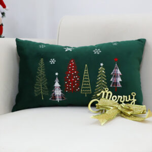 SOGA 30cm Throw Pillow Green Christmas Forest Embroidered Lumbar for Festive Holiday Cushion Home Decor, Furniture, Living Room Furniture, Occasional Chairs, , ,  - AU DEPOT 2