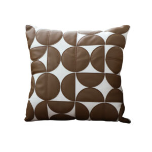 SOGA 45cm Brown Leather Square Pillow Half Moon Patchwork Design Decorative Cushion for Living Room, Furniture, Living Room Furniture, Occasional Chairs, , ,  - AU DEPOT 1