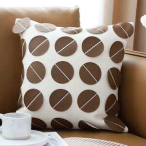 SOGA 45cm Brown Leather Square Pillow with 3D Circle Pattern Decorative Cushion for Living Room, Furniture, Living Room Furniture, Occasional Chairs, , ,  - AU DEPOT 2