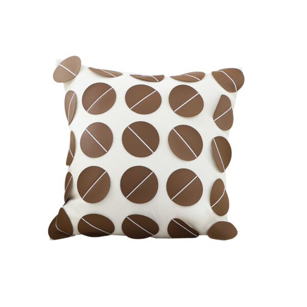 SOGA 45cm Brown Leather Square Pillow with 3D Circle Pattern Decorative Cushion for Living Room, Furniture, Living Room Furniture, Occasional Chairs, , ,  - AU DEPOT 1