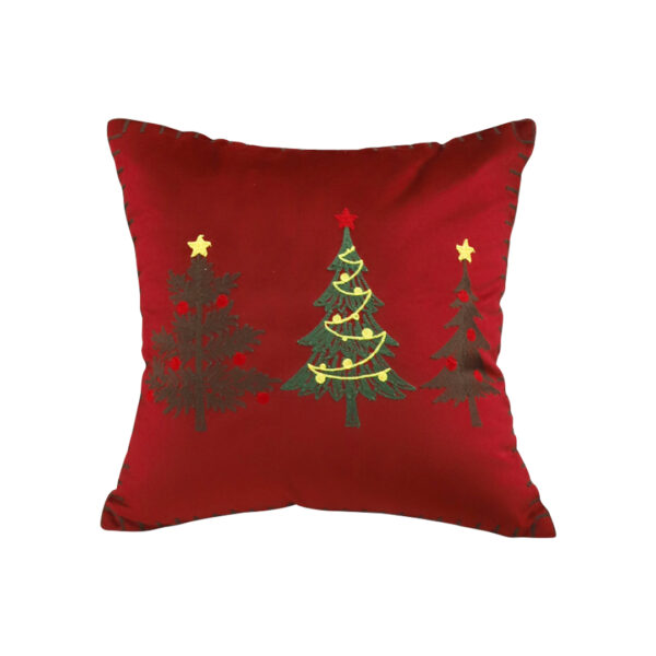 SOGA 45cm Burgundy Red Throw Pillow with Three Embroidered Christmas Trees Festive Holiday Square Cushion Home Decor, Furniture, Living Room Furniture, Occasional Chairs, , ,  - AU DEPOT 1