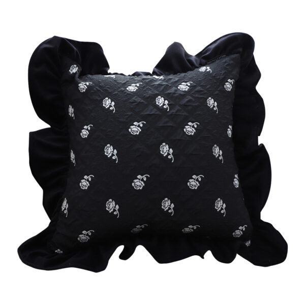 SOGA 45cm Throw Pillow Black Ruffled Square Decorative Cushion for Rose Lovers Cozy Home Decor, Furniture, Living Room Furniture, Occasional Chairs, , ,  - AU DEPOT 1