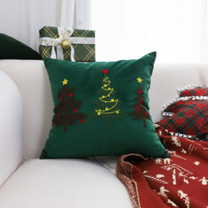 SOGA 45cm Throw Pillow Green Three Embroidered Christmas Trees for Festive Holiday Square Cushion Home Decor, Furniture, Living Room Furniture, Occasional Chairs, , ,  - AU DEPOT 3