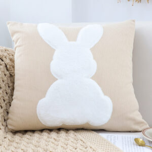 SOGA 45cm Throw Pillow Light Tan Square Cushion with Soft White Rabbit Design Decorative Home Decor, Furniture, Living Room Furniture, Occasional Chairs, , ,  - AU DEPOT 2