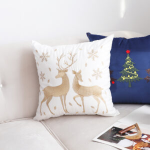 SOGA 45cm Throw Pillow White with Golden Christmas Reindeer Festive Holiday Square Cushion for Cozy Winter Decor, Furniture, Living Room Furniture, Occasional Chairs, , ,  - AU DEPOT 4