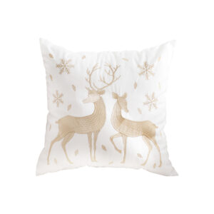 SOGA 45cm Throw Pillow White with Golden Christmas Reindeer Festive Holiday Square Cushion for Cozy Winter Decor, Furniture, Living Room Furniture, Occasional Chairs, , ,  - AU DEPOT 1