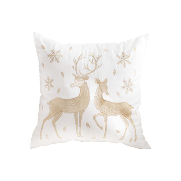 SOGA 45cm Throw Pillow White with Golden Christmas Reindeer Festive Holiday Square Cushion for Cozy Winter Decor, Furniture, Living Room Furniture, Occasional Chairs, , ,  - AU DEPOT 1