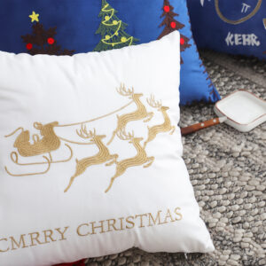 SOGA 45cm Throw Pillow White with Golden Christmas Sleigh Design Festive Holiday Square Cushion Decor, Furniture, Living Room Furniture, Occasional Chairs, , ,  - AU DEPOT 4