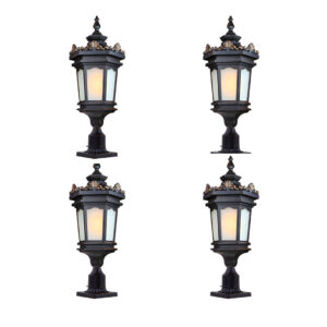 Vintage Lamp 4X 72cm Lantern Stand Elegant Aluminum & Glass Outdoor Light Antique Style Exterior Fixture, Home & Living, Lighting, Indoor Lights, Lamps, ,  - AU DEPOT 1