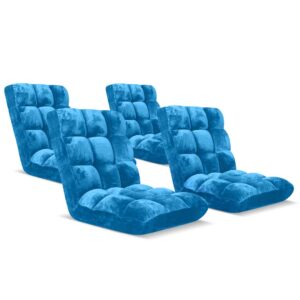 SOGA 4X Floor Recliner Folding Lounge Sofa Futon Couch Folding Chair Cushion Blue, Furniture, Living Room Furniture, Occasional Chairs, , ,  - AU DEPOT 1