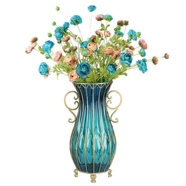 SOGA 51cm Blue Glass Tall Floor Vase with 12pcs Artificial Fake Flower Set, Home & Living, Home Decor, Vases, , ,  - AU DEPOT 1