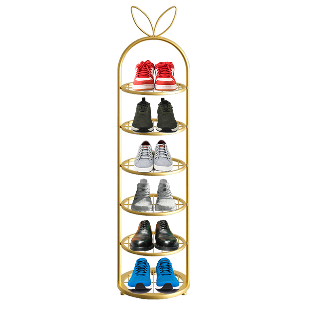 SOGA 6 Tier Bunny Ears Shape Gold Plated Metal Shoe Organizer Space Saving Portable Footwear Storage Shelf, Furniture, Storage & Shelving, Shoe Storage, , ,  - AU DEPOT 1