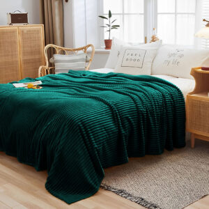 SOGA 2X Dark GreenThrow Blanket Warm Cozy Striped Pattern Thin Flannel Coverlet Fleece Bed Sofa Comforter, Home, Bed Linen, Throws And Blankets, Blankets, ,  - AU DEPOT 2