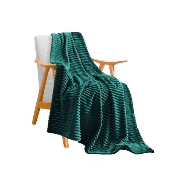 SOGA Dark GreenThrow Blanket Warm Cozy Striped Pattern Thin Flannel Coverlet Fleece Bed Sofa Comforter, Home, Bed Linen, Throws And Blankets, Blankets, ,  - AU DEPOT 1