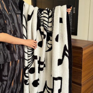 Buy SOGA 2X 130x160cm Throw Blanket Black and White Musical Note Half Fleece Soft Cozy for Music Lovers Stylish Online - Home - 2 - AU Depot Free Shipping