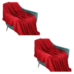 SOGA 2X 130x180cm Throw Blanket Red Christmas Chunky Yarn Woven Decorative Cozy Knit for Holiday Home Decor, , , , , ,  - AU DEPOT 1