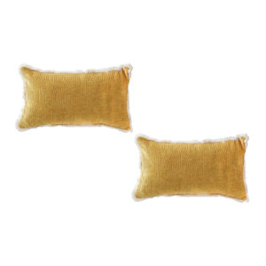 SOGA 2X 35cm Throw Pillow Turmeric Yellow Aesthetic Chenille Texture for Home Decor, , , , , ,  - AU DEPOT 1