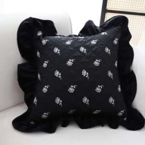 Buy SOGA 2X 45cm Throw Pillow Black Ruffled Square Decorative Cushion for Rose Lovers Cozy Home Decor Online - Furniture - 2 - AU Depot Free Shipping
