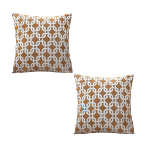 SOGA 2X 50cm Brown Checkered Chain Jacquard Square Pillow Decorative Cushion for Home Decor, Furniture, Living Room Furniture, Occasional Chairs, , ,  - AU DEPOT 1